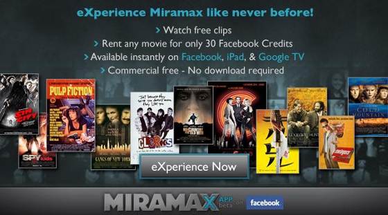 Miramax ผุดแอพเช่าหนังบน Facebook Miramax ผุดแอพเช่าหนังบน Facebook